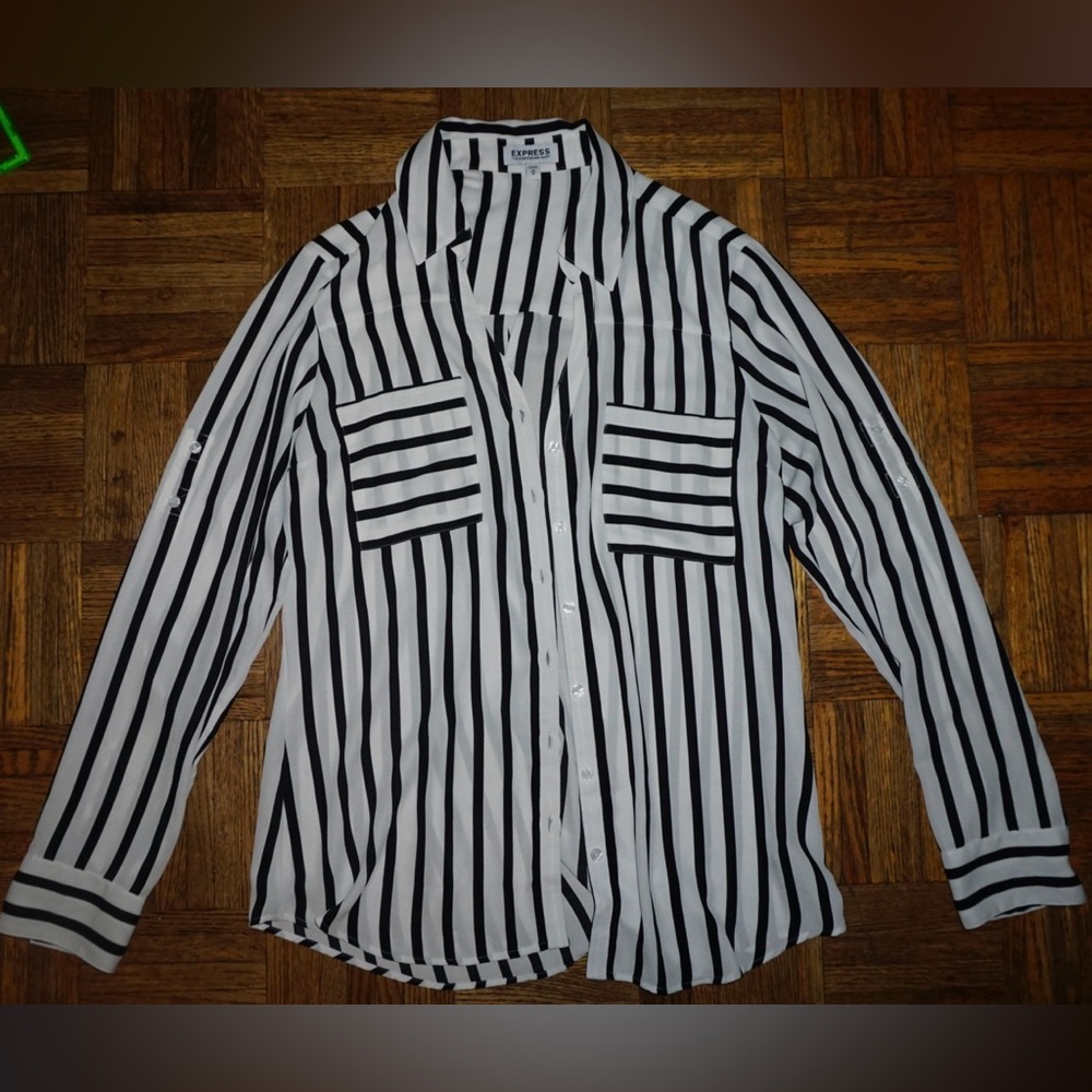 Express Black and White Striped women’s Shirt